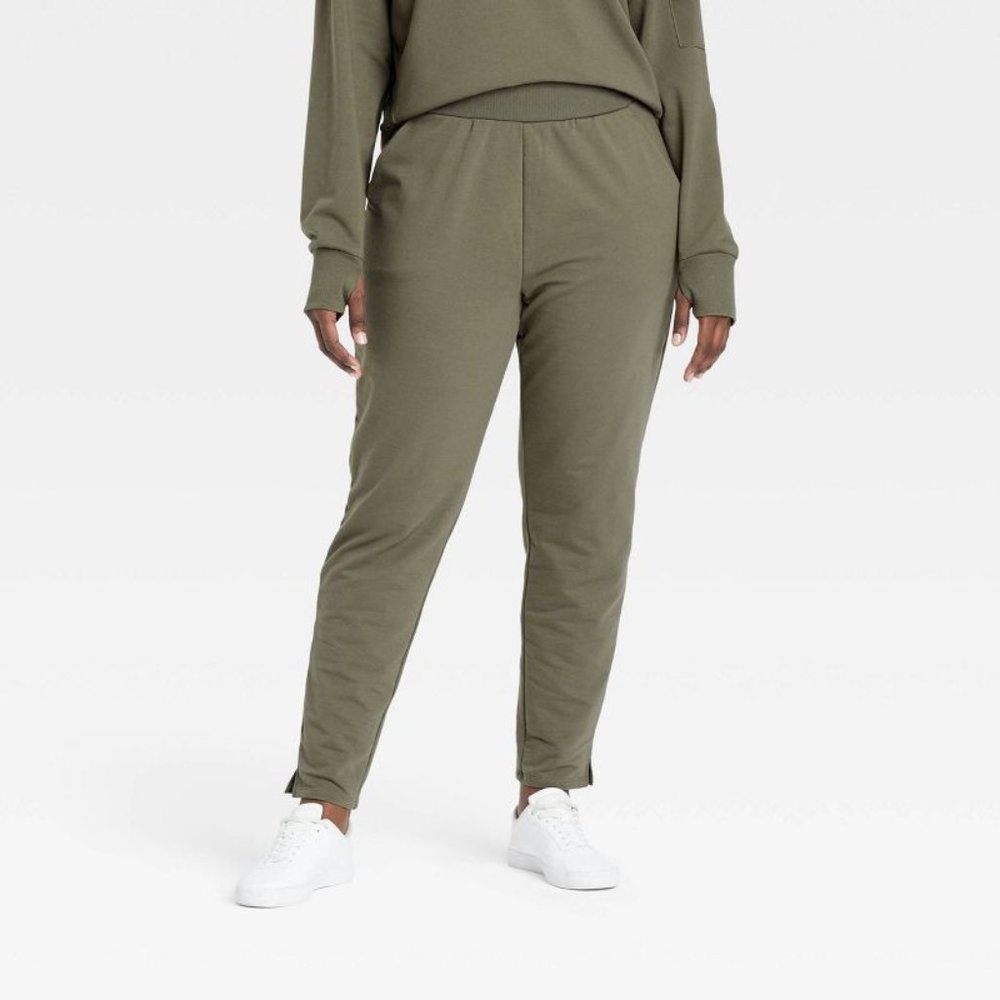 Women's French Terry Taper Pant - Moss Green XL